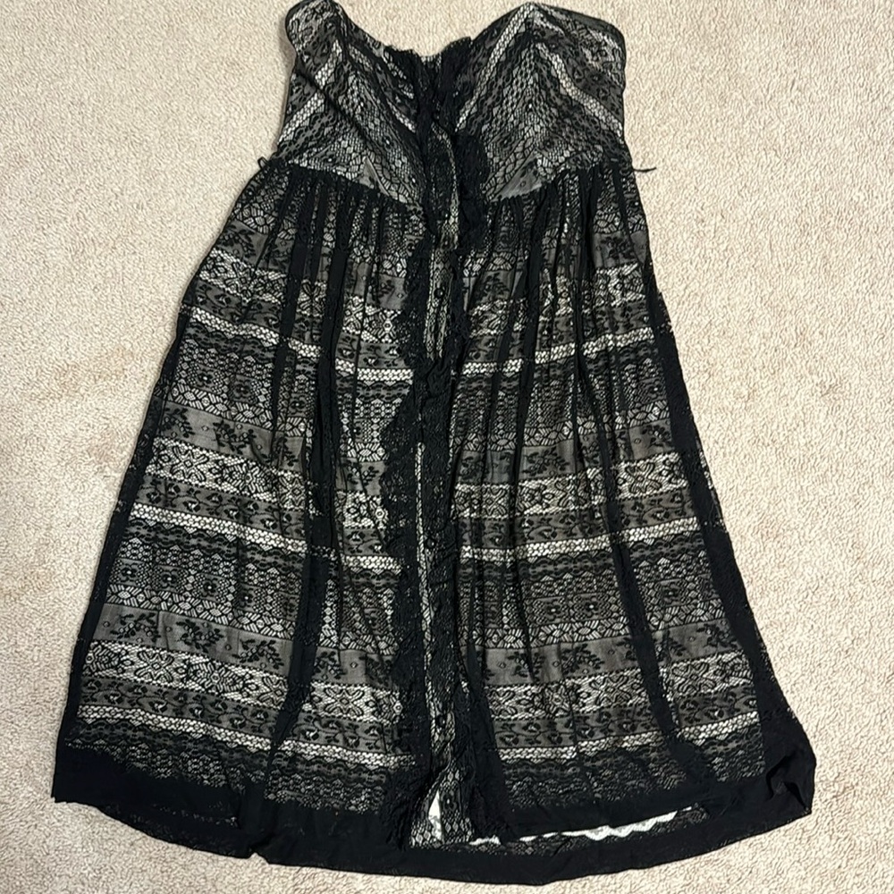 Anthropologie black lace strapless dress